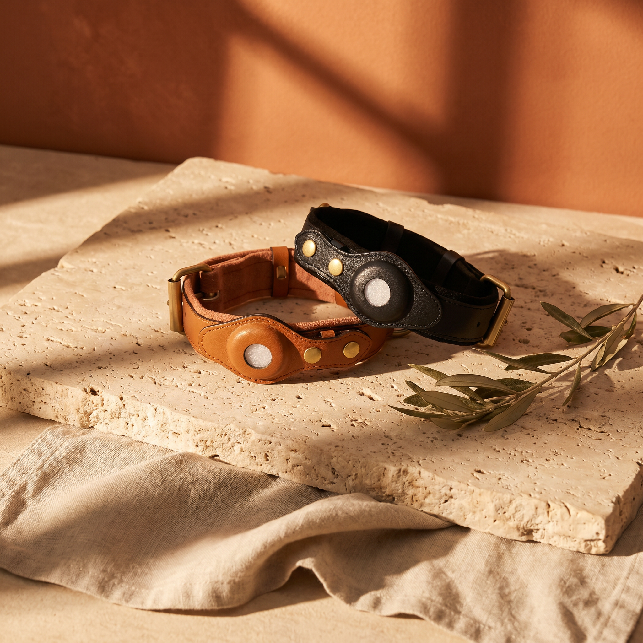 Luxury Leather Dog Collar with AirTag (GPS Tracker for Dogs)