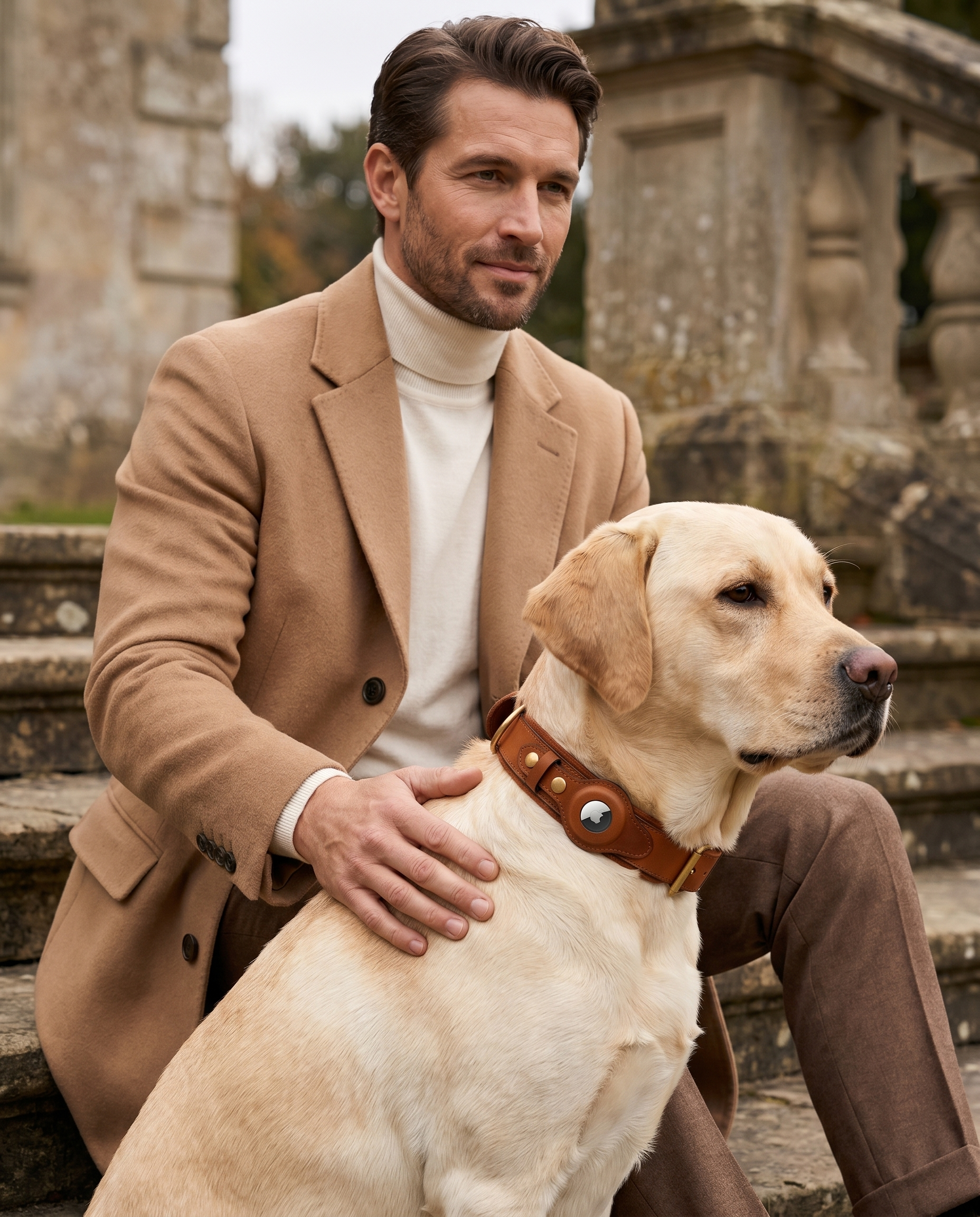 Luxury Leather Dog Collar with AirTag (GPS Tracker for Dogs)