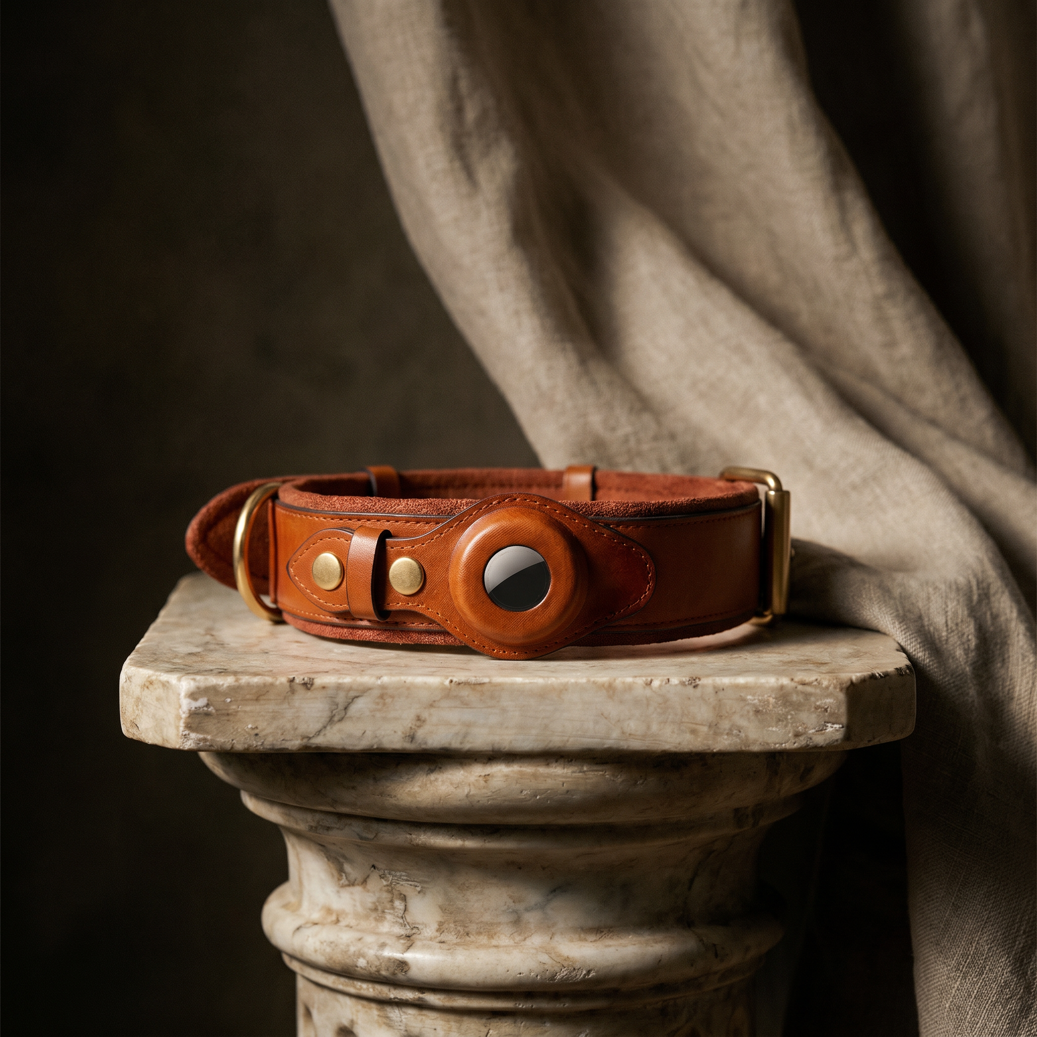 Luxury Leather Dog Collar with AirTag (GPS Tracker for Dogs)