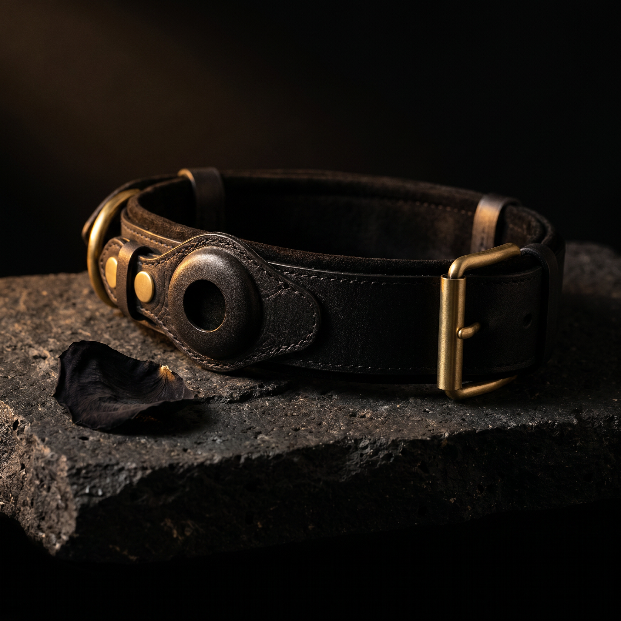 Luxury Leather Dog Collar with AirTag (GPS Tracker for Dogs)