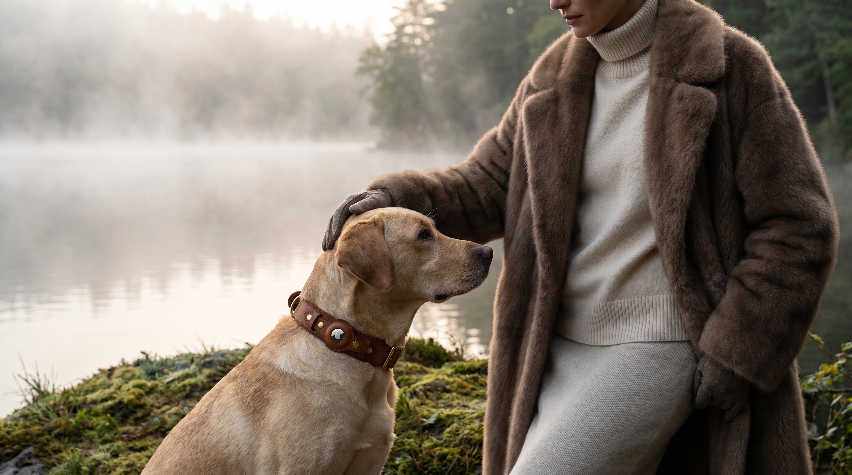 Luxury Leather Dog Collar with AirTag (GPS Tracker for Dogs)