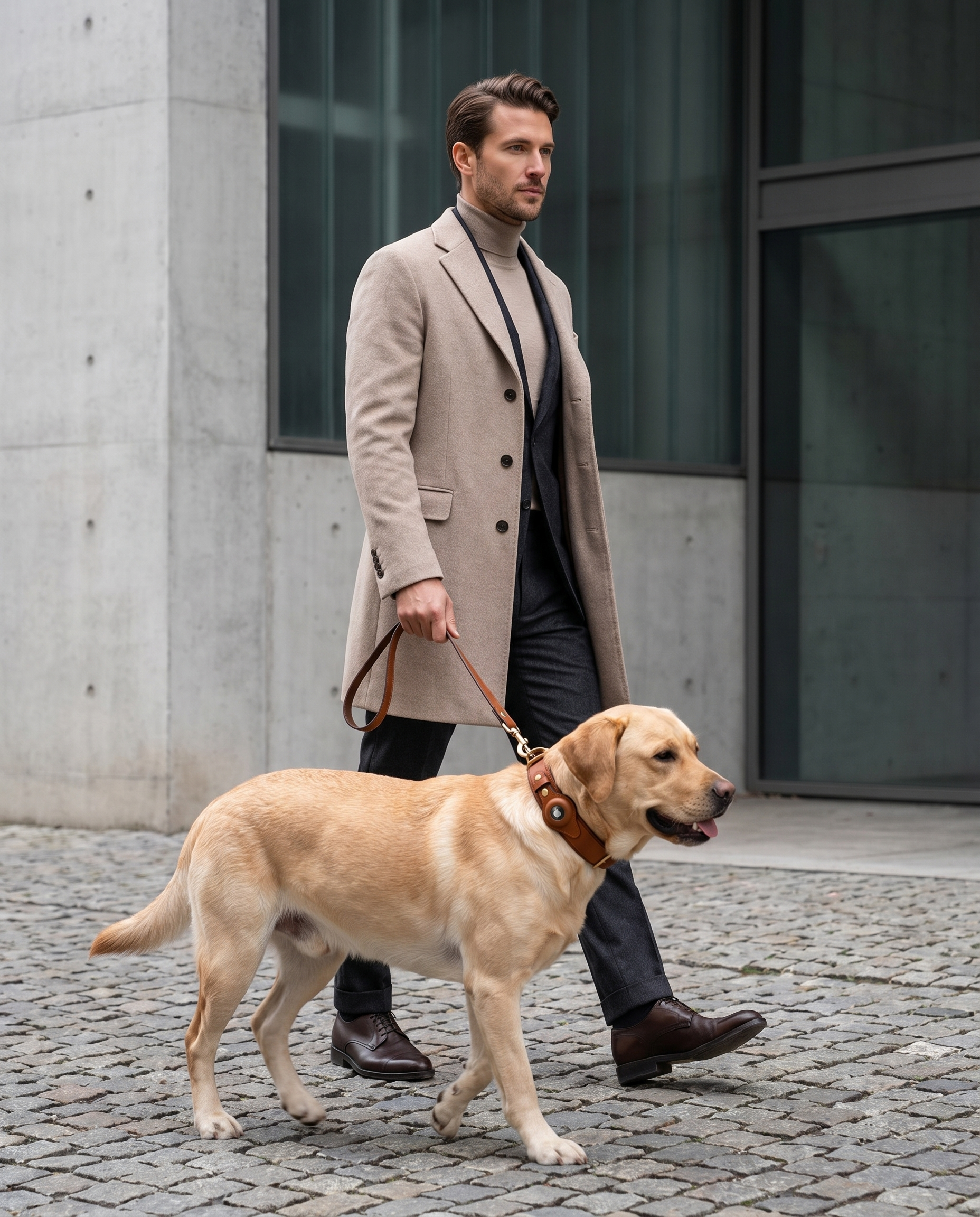 Luxury Leather Dog Collar with AirTag (GPS Tracker for Dogs)