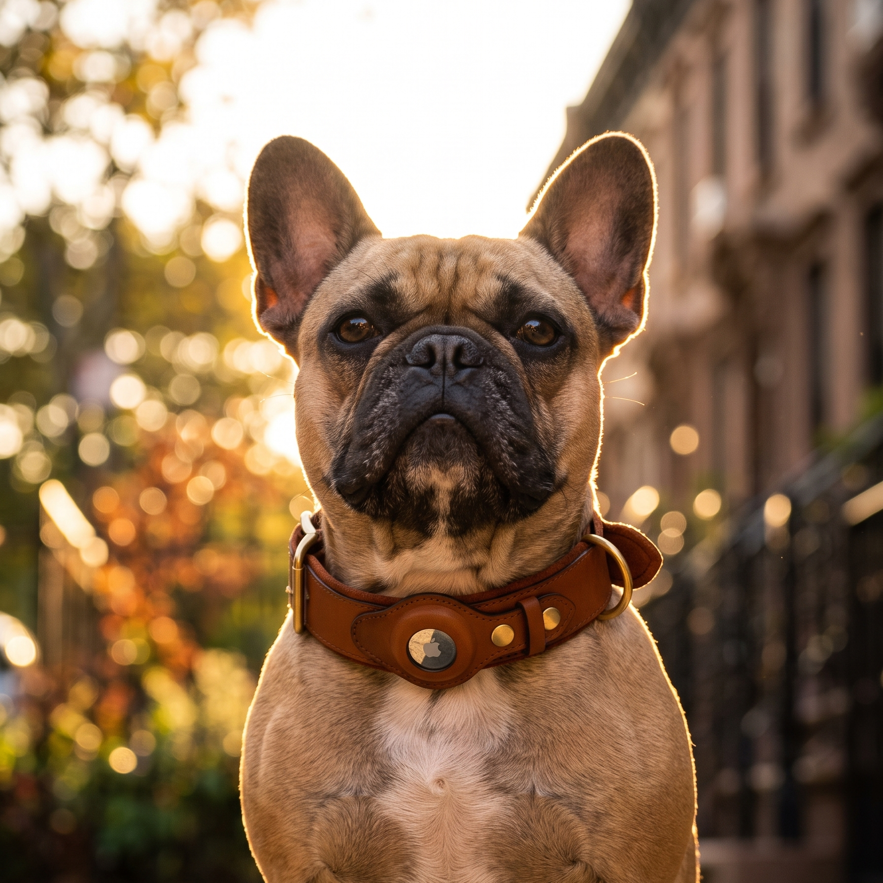 Luxury Leather Dog Collar with AirTag (GPS Tracker for Dogs)